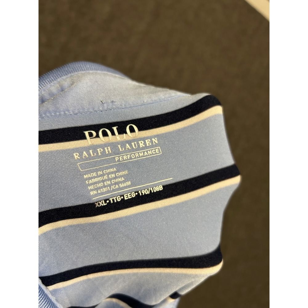 Polo ralph lauren performance polo shirt striped blue golf stretch size 2XL - Picture 4 of 8